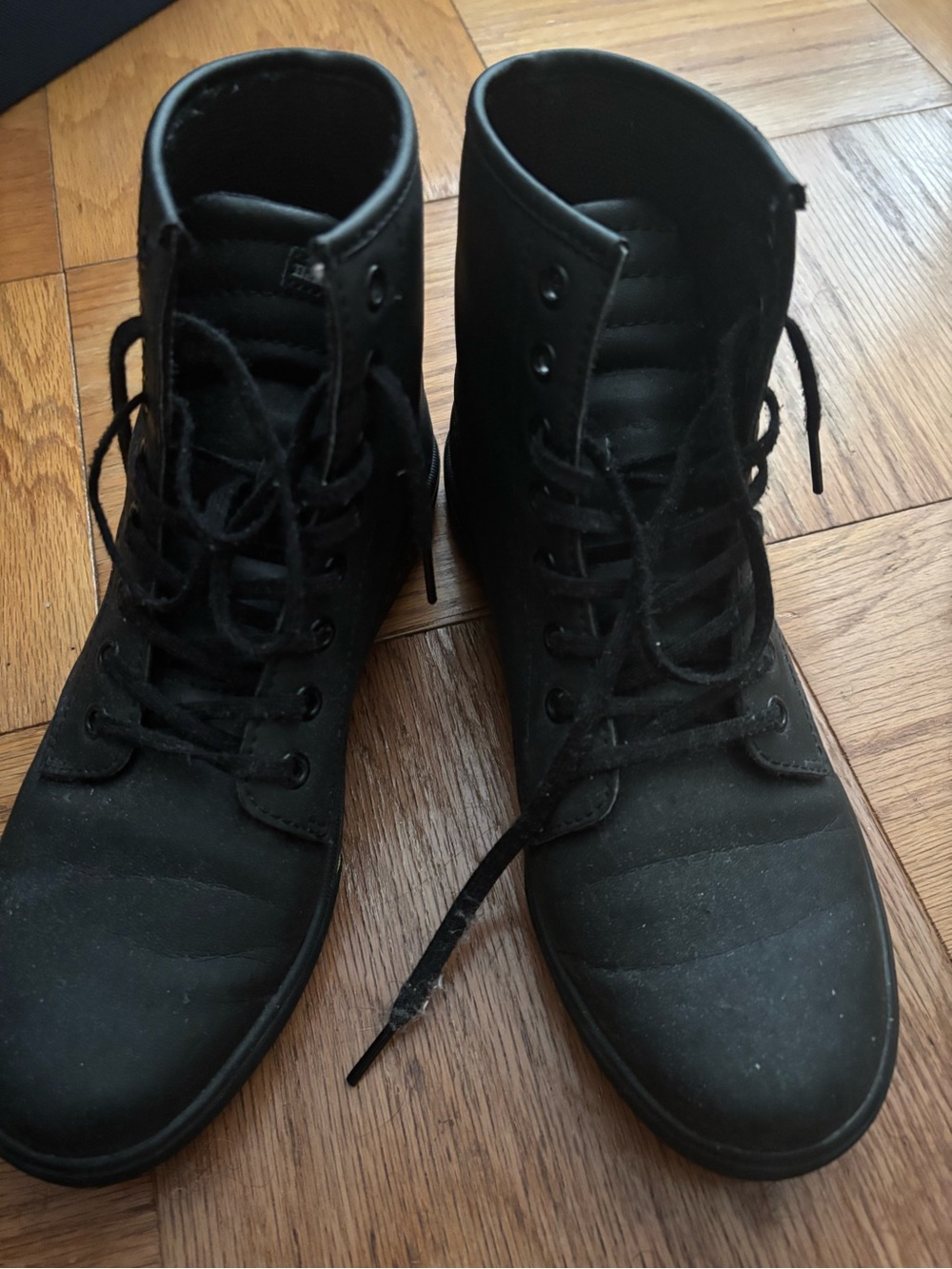 Black High-Top Lace-Up Boots